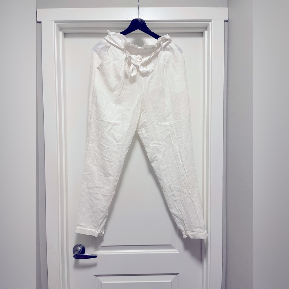 FAVLUX White Trousers Comfortable Elastic Waist